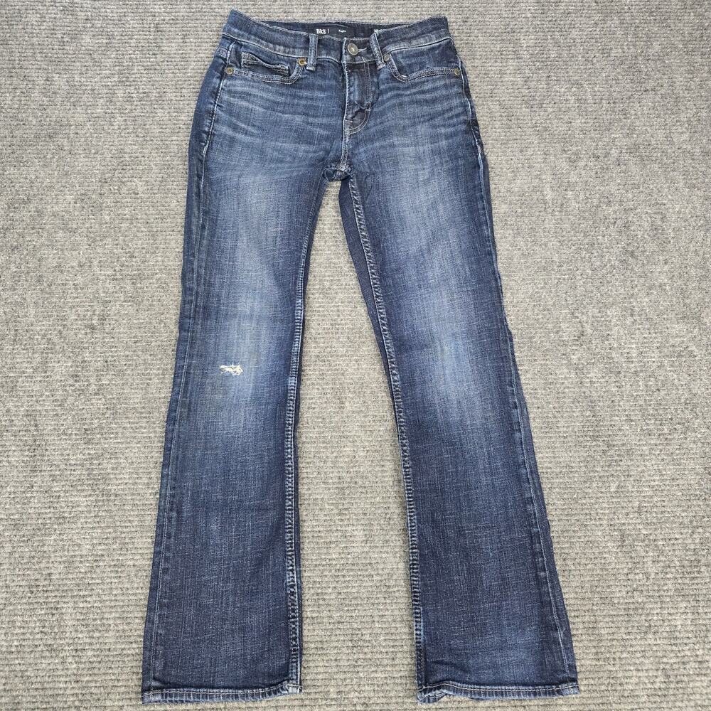 BKE Aiden Jeans Mens 28x30 Blue Medium Wash Stretch Bootcut Buckle Denim